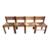 4 straw and wood chairs