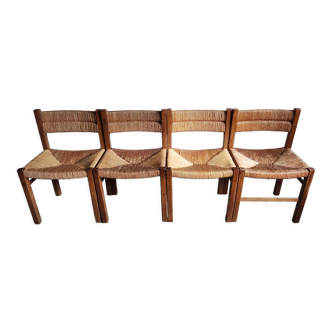4 straw and wood chairs