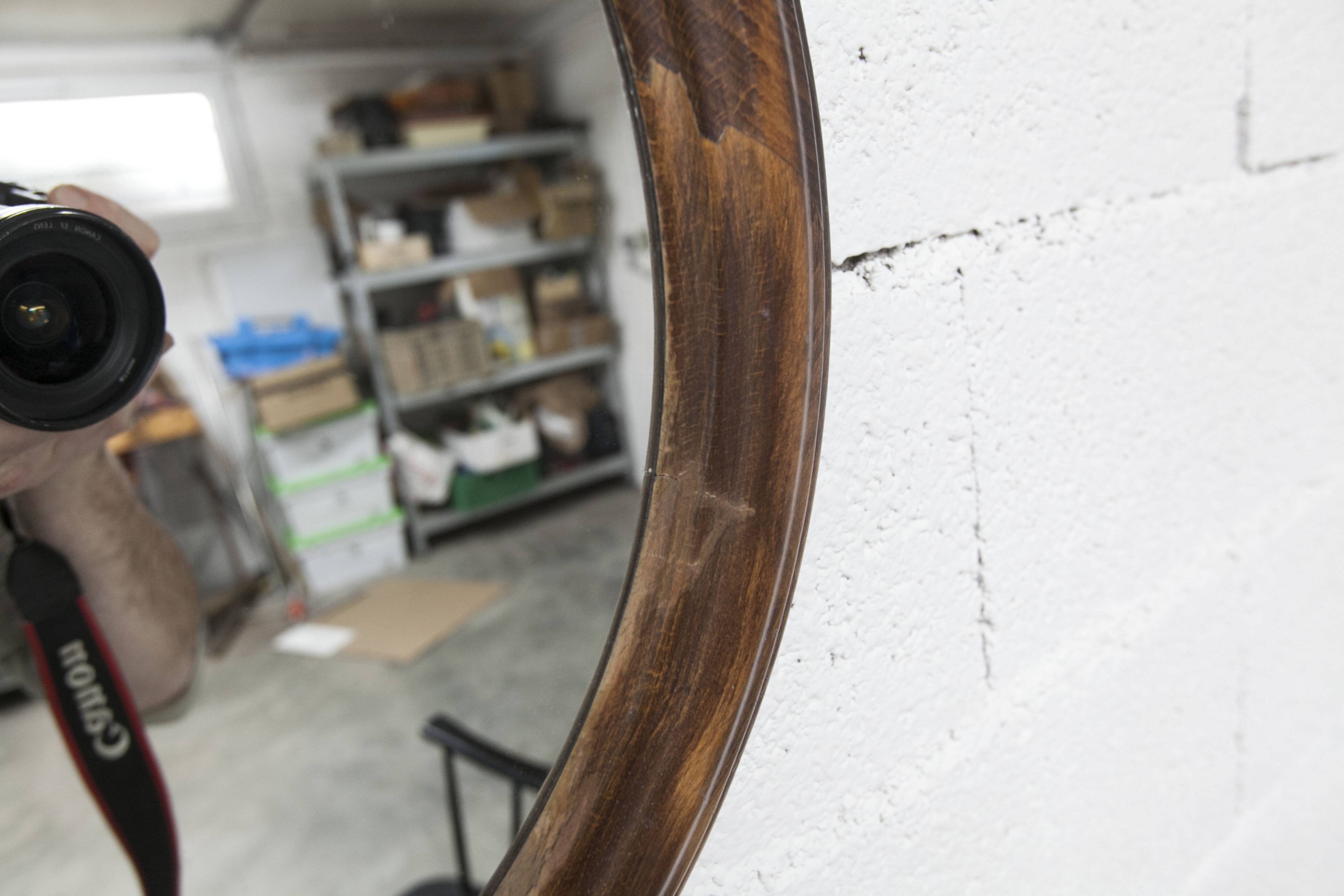 Round mirror, 1930s, wood, 58cm diameter