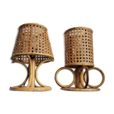 Pair of Italian rattan lamps