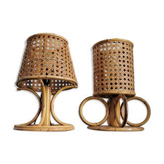 Pair of Italian rattan lamps