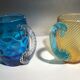 Deux chopes en verre et cristal, modèle de la cristallerie de Portieux.
