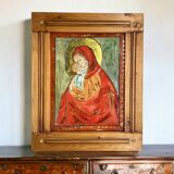 Table fixed under glass virgin icon our lady of vladimir