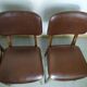Suite de 6 chaise bois skaï marron brus vintage année 50 - 60