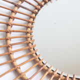 Rattan sunburst mirror 70cm, 1950