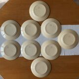 9 assiettes plates anciennes en faïence de badonviller