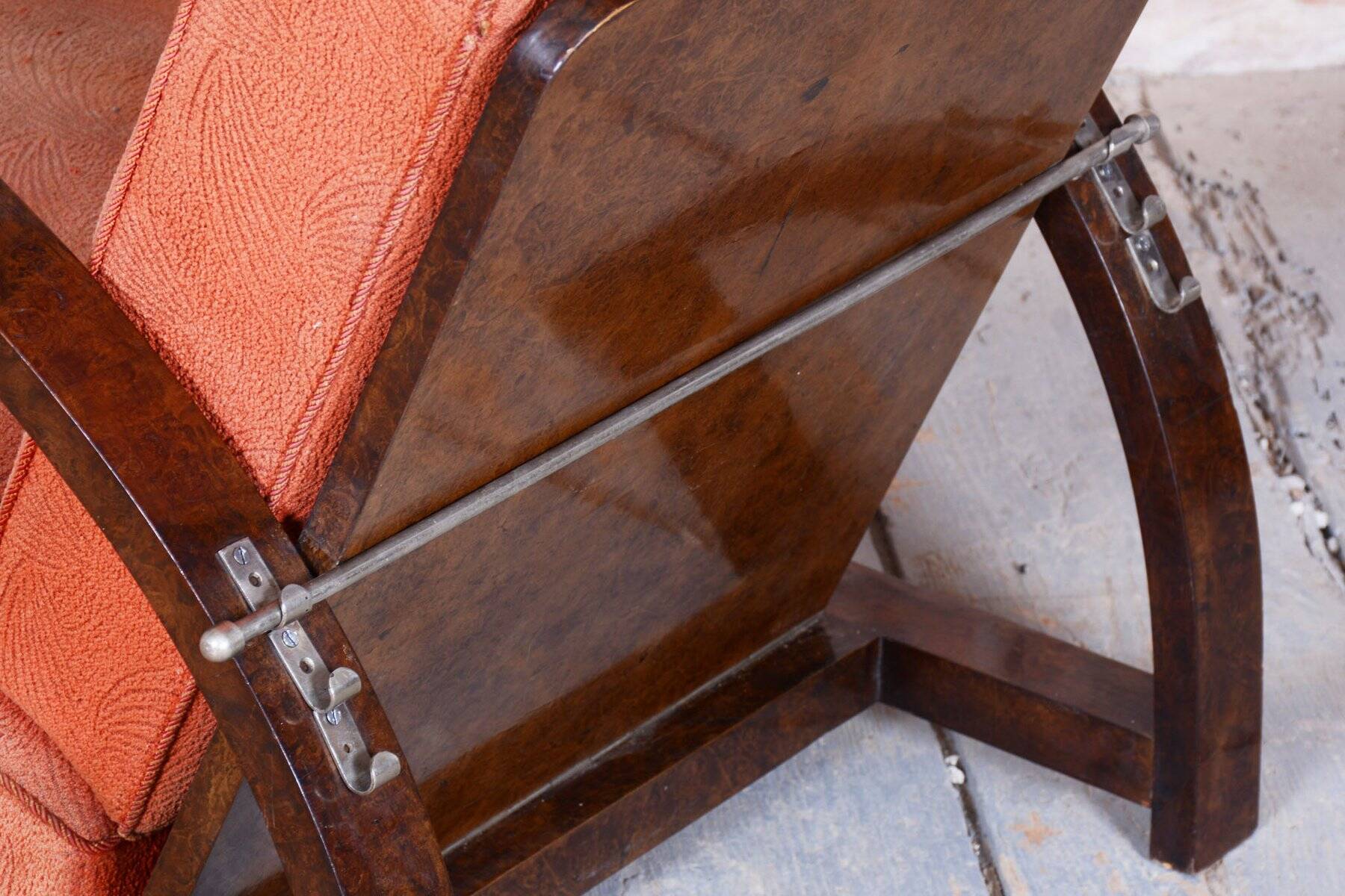 Art Deco Reclining Armchair attributed to J. Halabala for Up Závody, Czech, 1920s