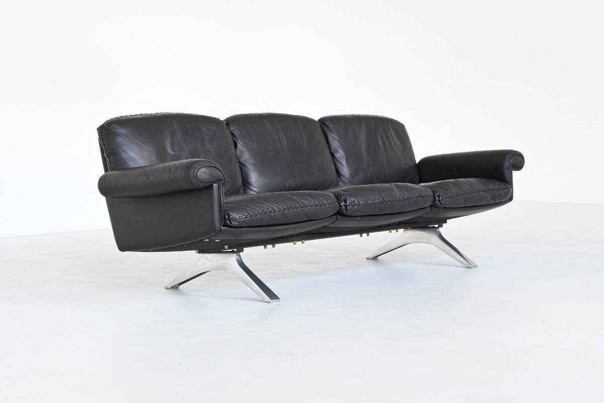 Canapé 3 places De Sede modèle DS-31 en cuir noir, Suisse 1970