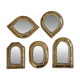 Set of 5 small openwork brass mirrors, Moroccan craftsmanship, 7 x 10 cm.