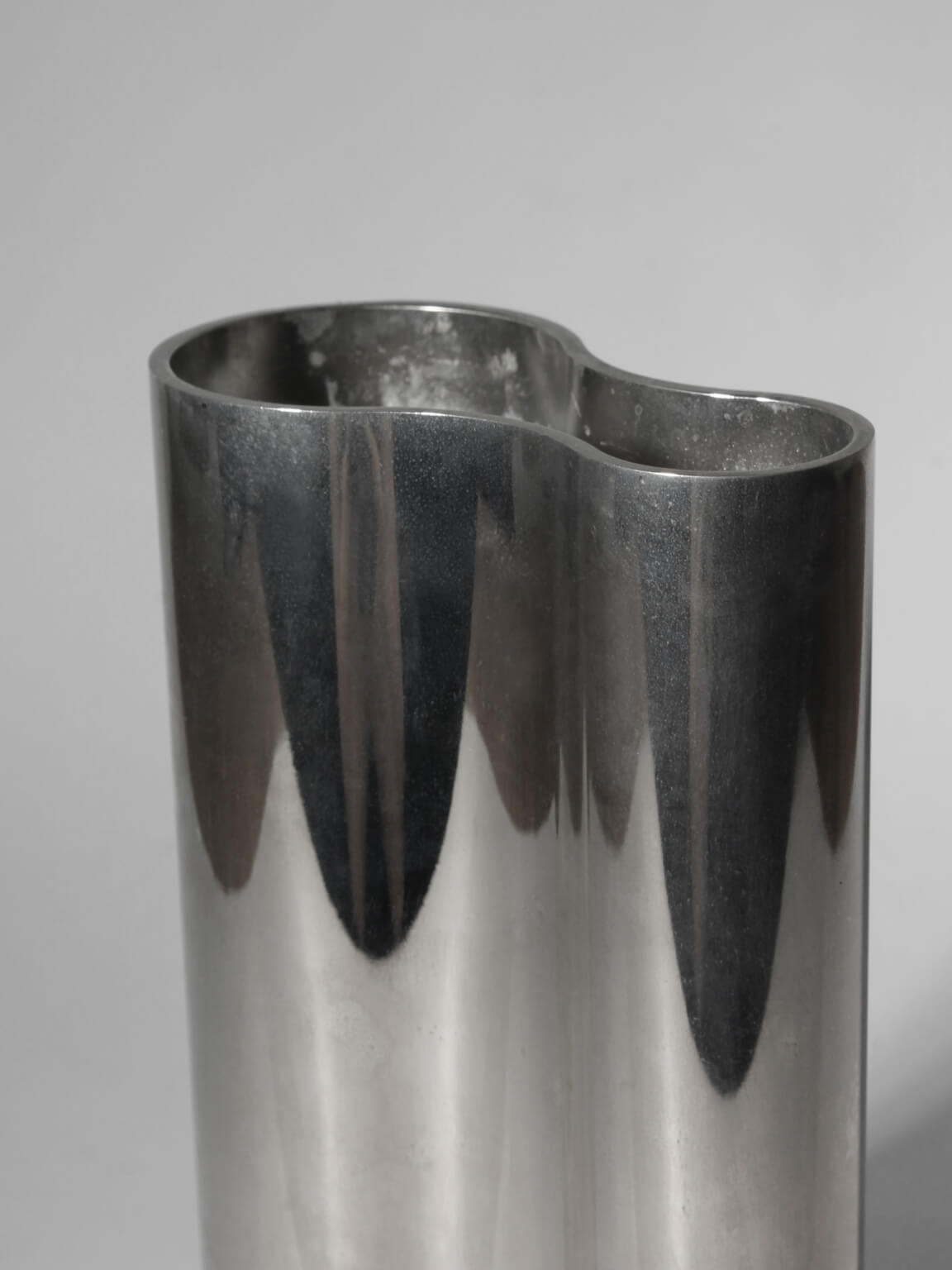 Mirrored Sculptural Stainless Steel Vase