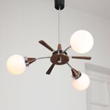 Mid-Century Modern Italian Chrome and Opaline Chandelier