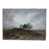 Pastoral Landscape Painting With Sheep and Shepherd