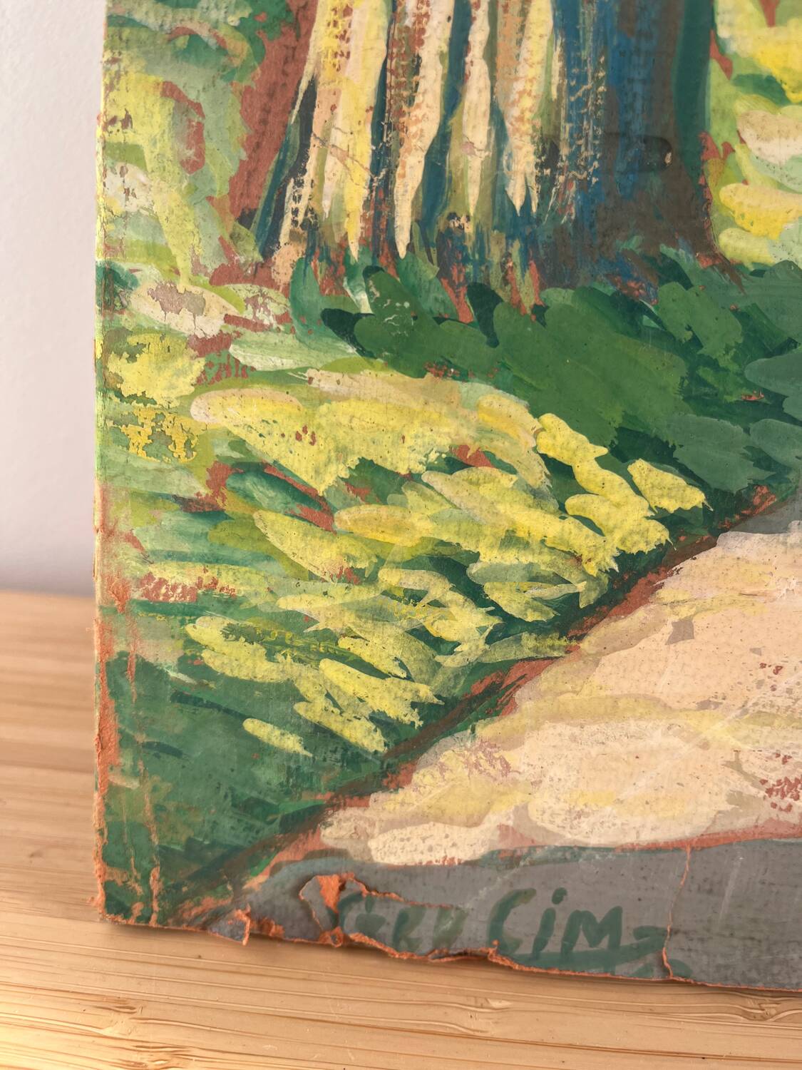 Bright walk, oil on paper signed Vero Cim.
