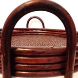 Round tray in wicker and rattan