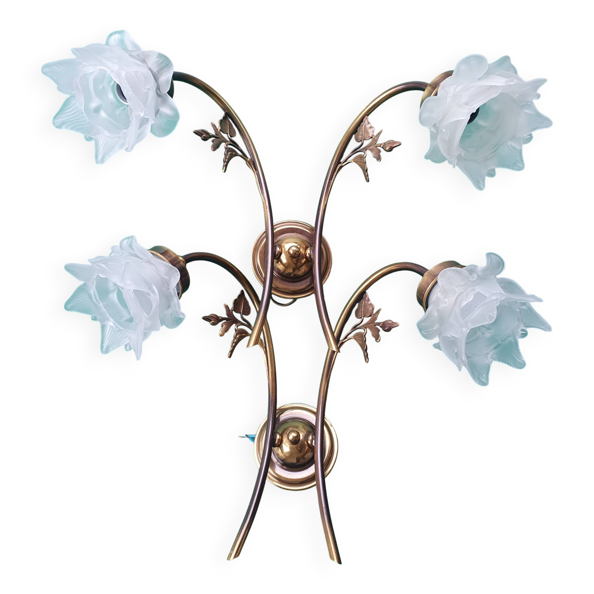Pair of vintage Art Deco pink double wall sconces France