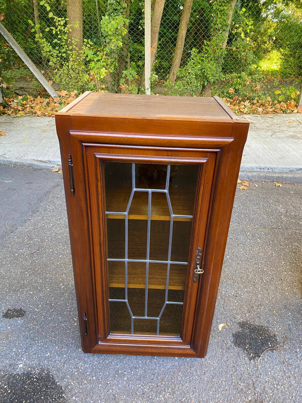 Vintage 20th Century Wooden Glass-Fronted Bookshelf