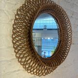 Wicker sun mirror, France 1960's