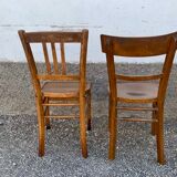 Lot de 16 anciennes chaises bistrot art deco des annees 1930 en bois clair