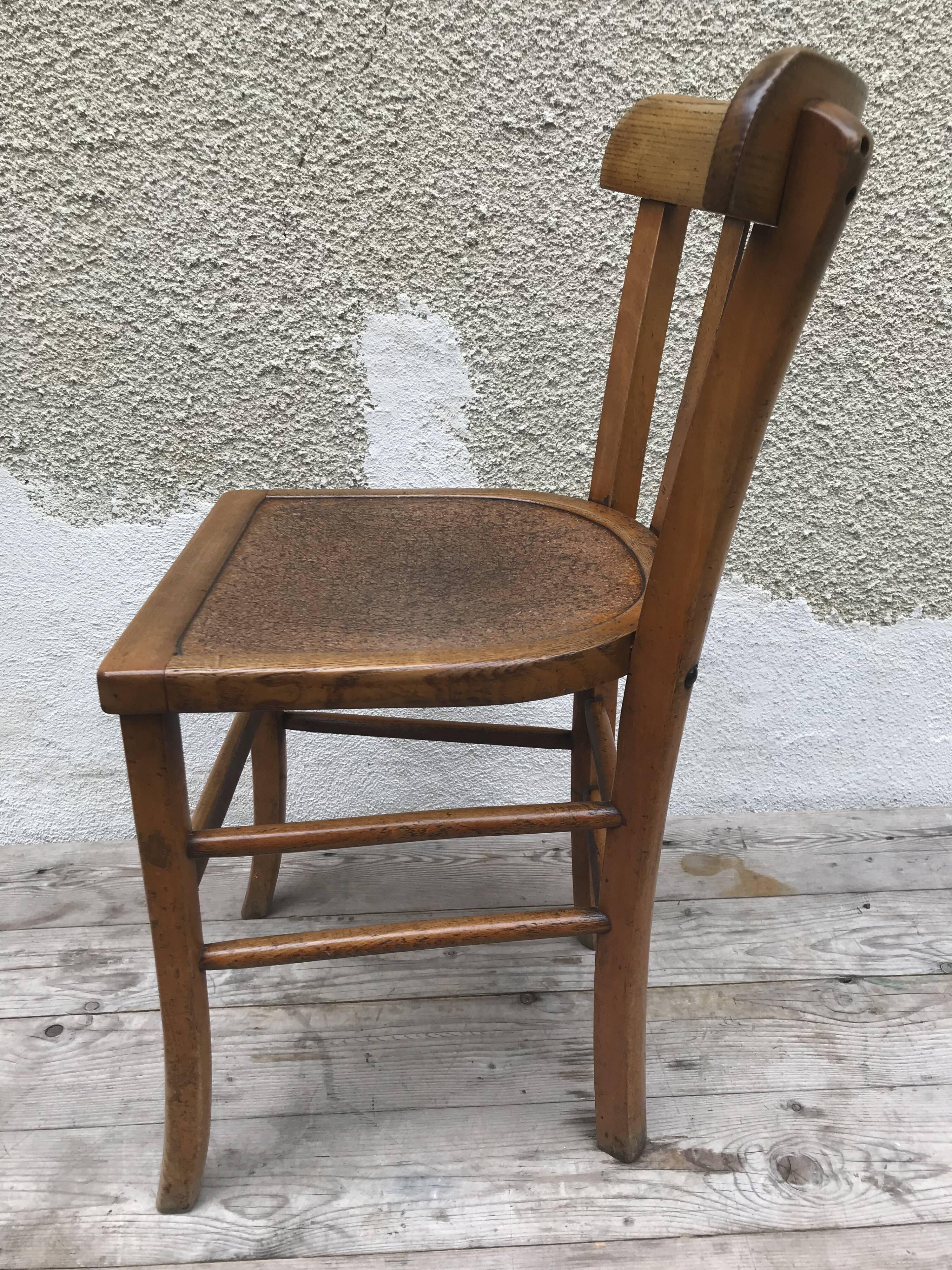 Set of 6 chairs bistro style baumann old 70s vintage wood