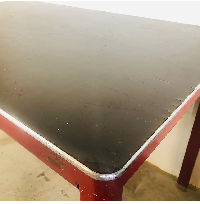 Red vintage steel desk or table