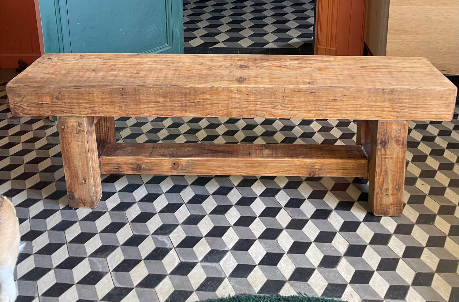 Old raw wooden bench