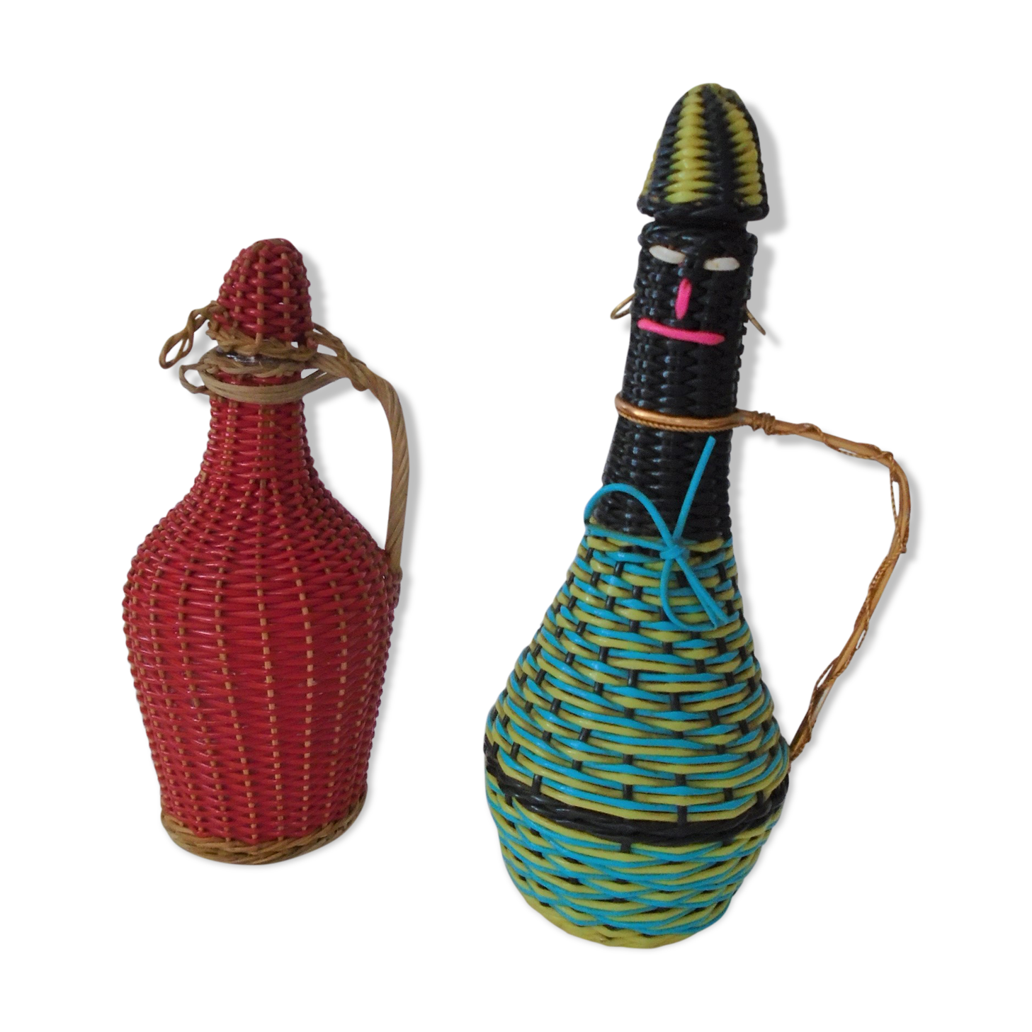 2 Vintage scoubidou bottles from the 70s