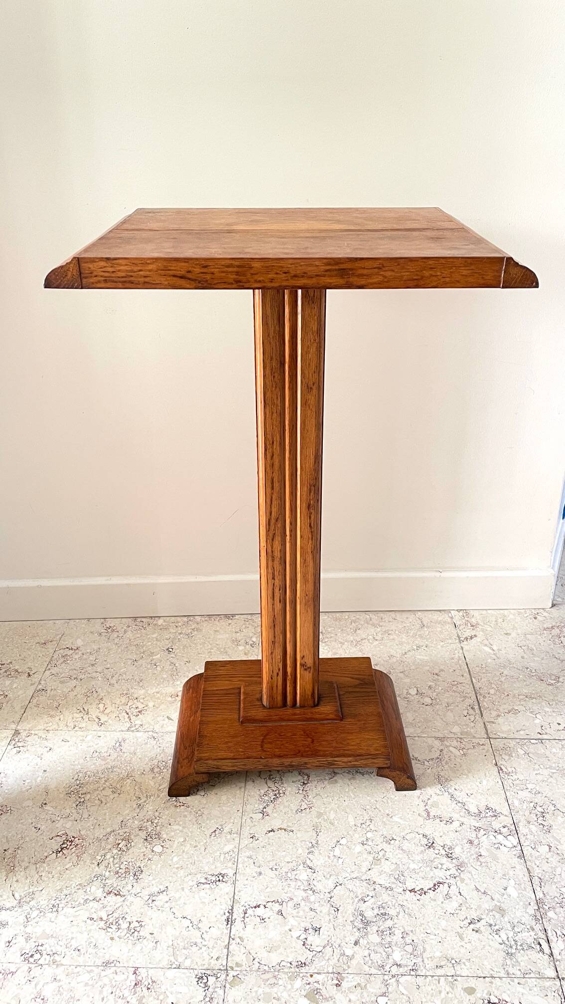 Vintage solid oak saddle plant holder