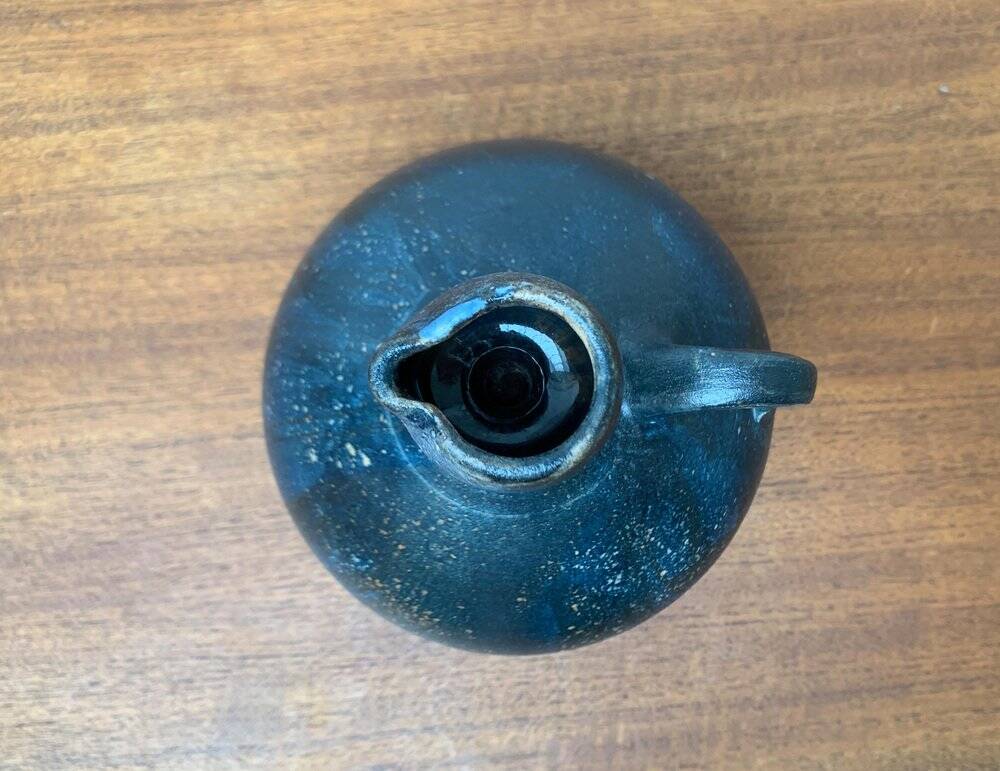 Vintage German brutalist studio pottery vase carafe by Gerhard Liebenthron, 1980.