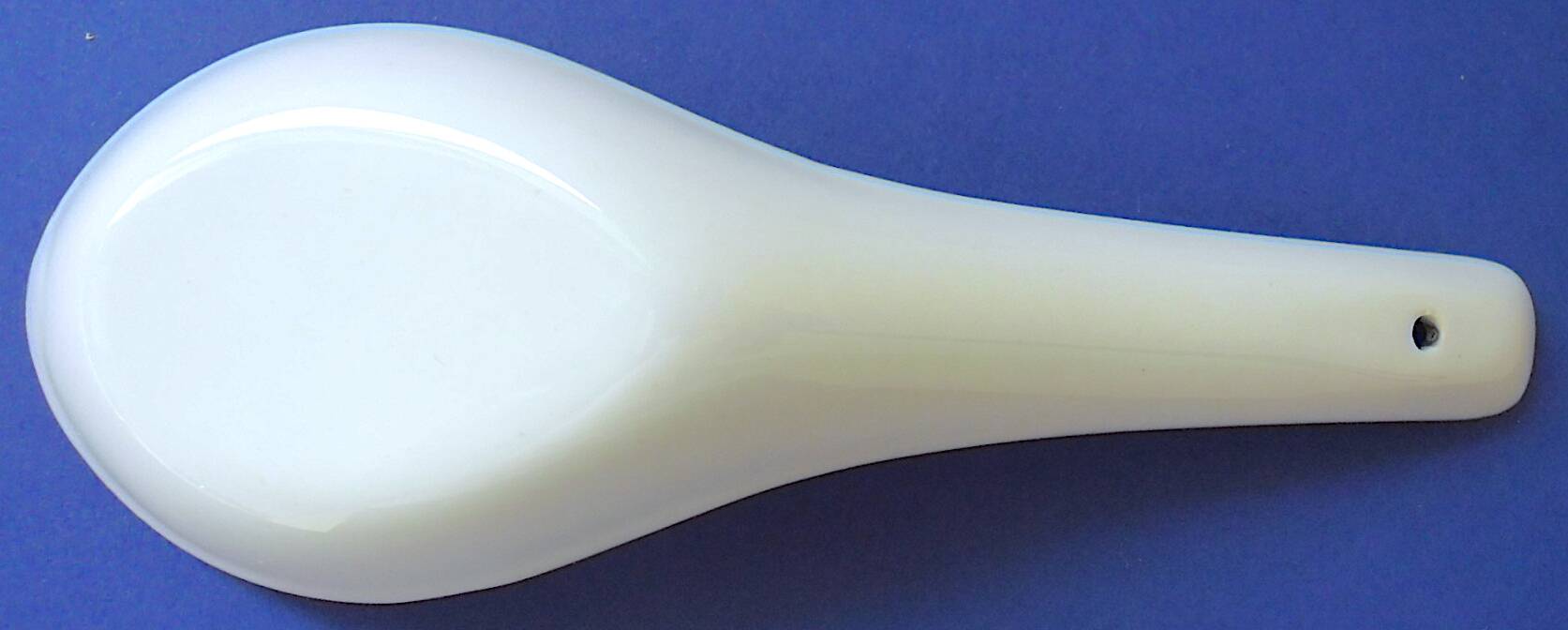 Set of six (6) soup spoons in white-blue porcelain from China
