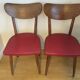 Vintage red wooden bistro chairs THONET 1950