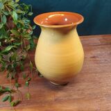Vase en grès vintage jaune moutarde