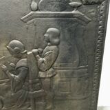 Fireplace plate "reading girl in front of the fire"