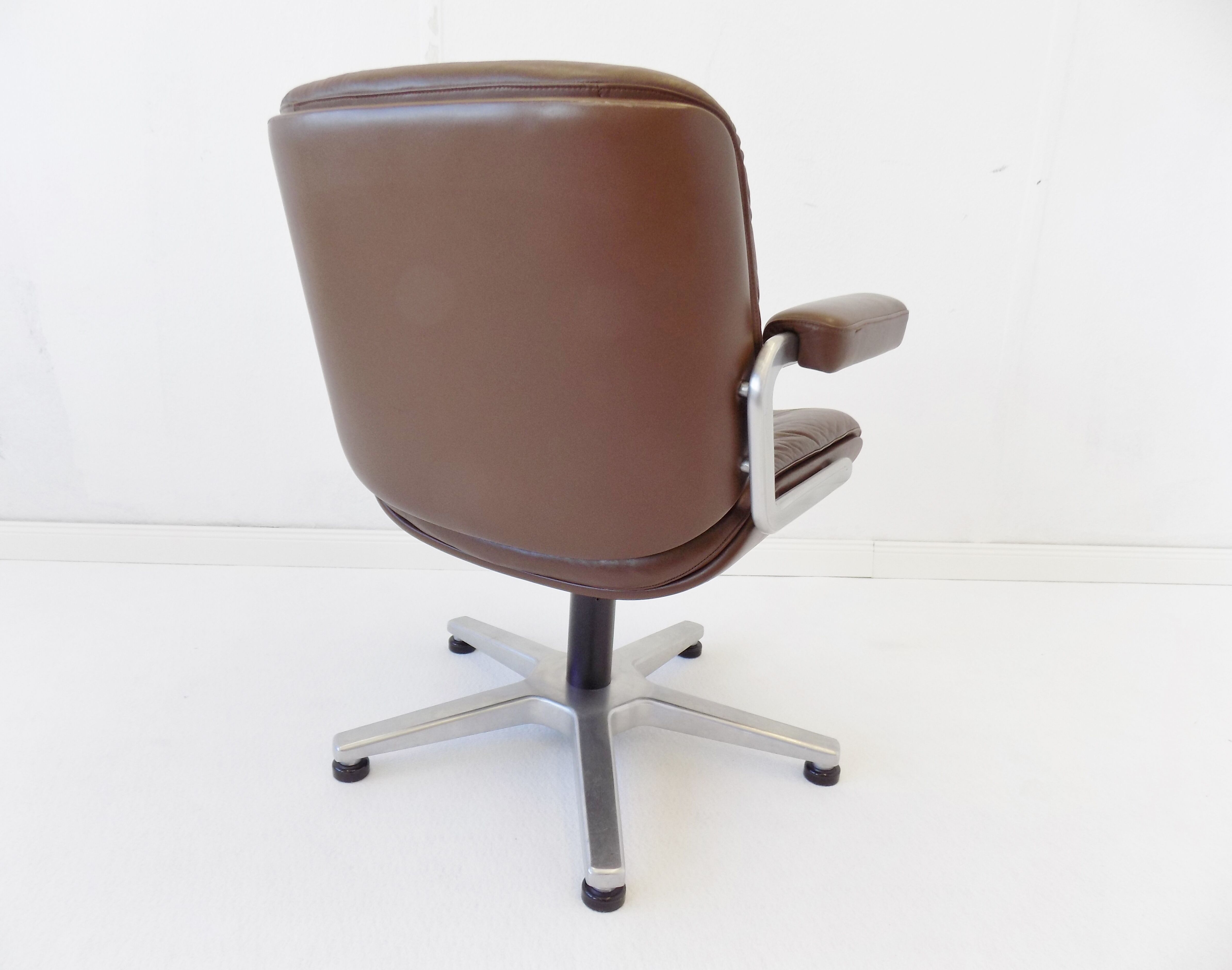 Martin Stoll brown leather office chair by Karl Dittert