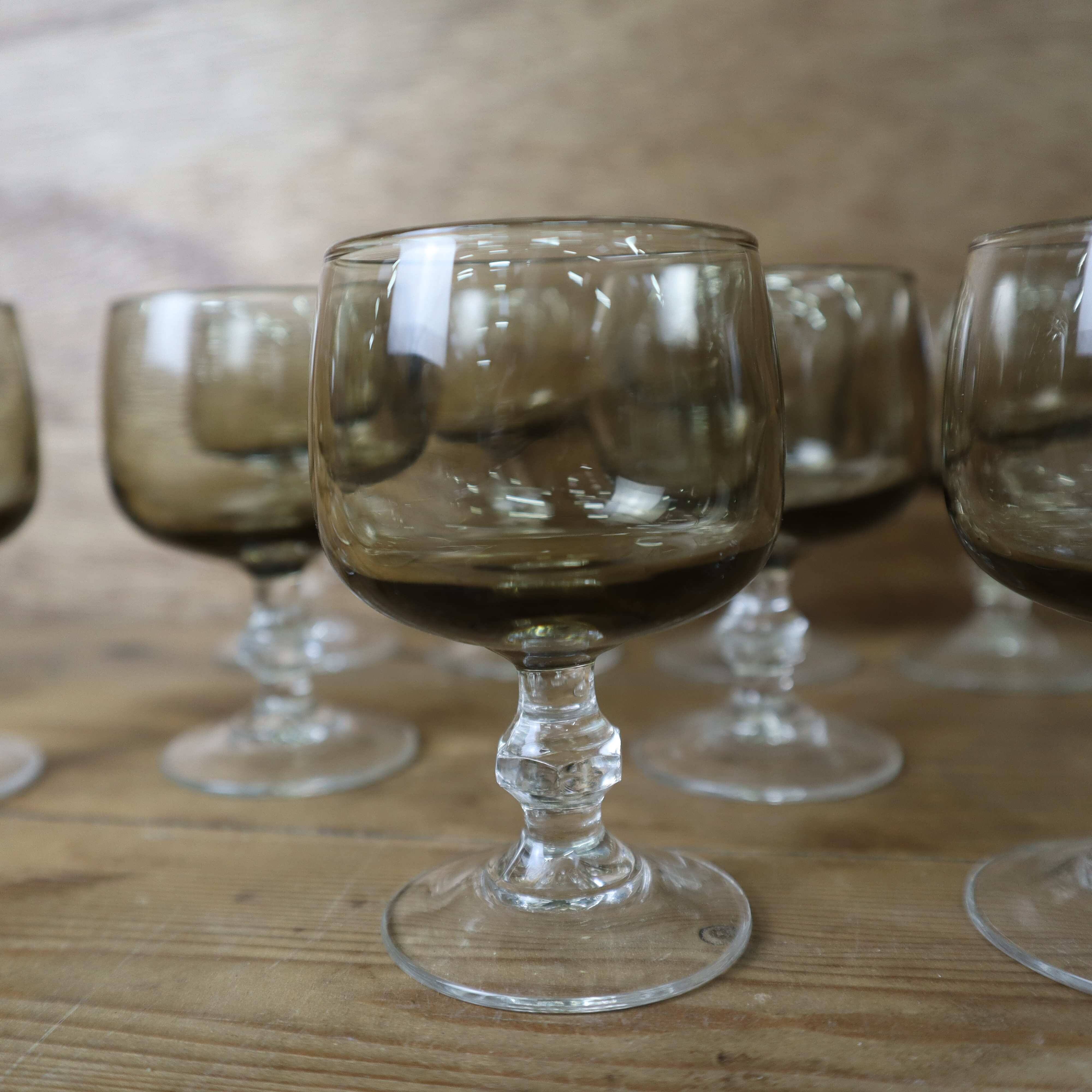 Set of 9 Luminarc smoked aperitif glasses, Domaine model