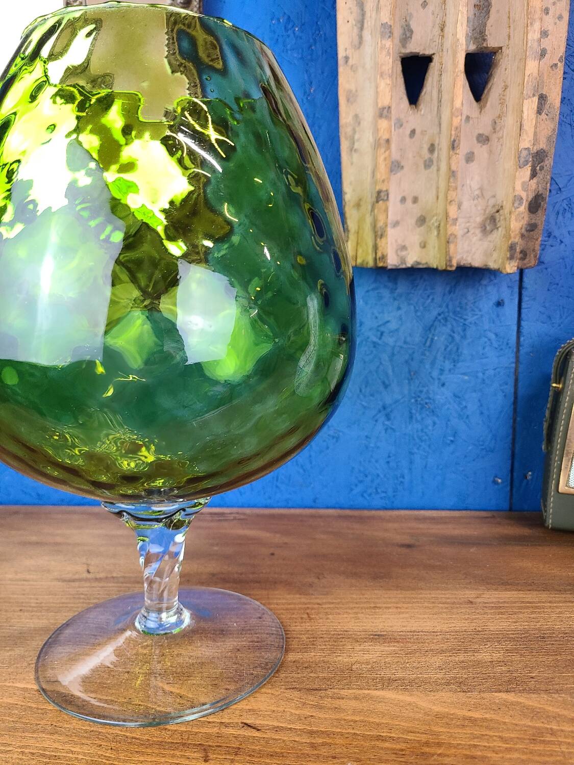 Vase vert, en verre empoli vintage