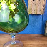 Vase vert, en verre empoli vintage