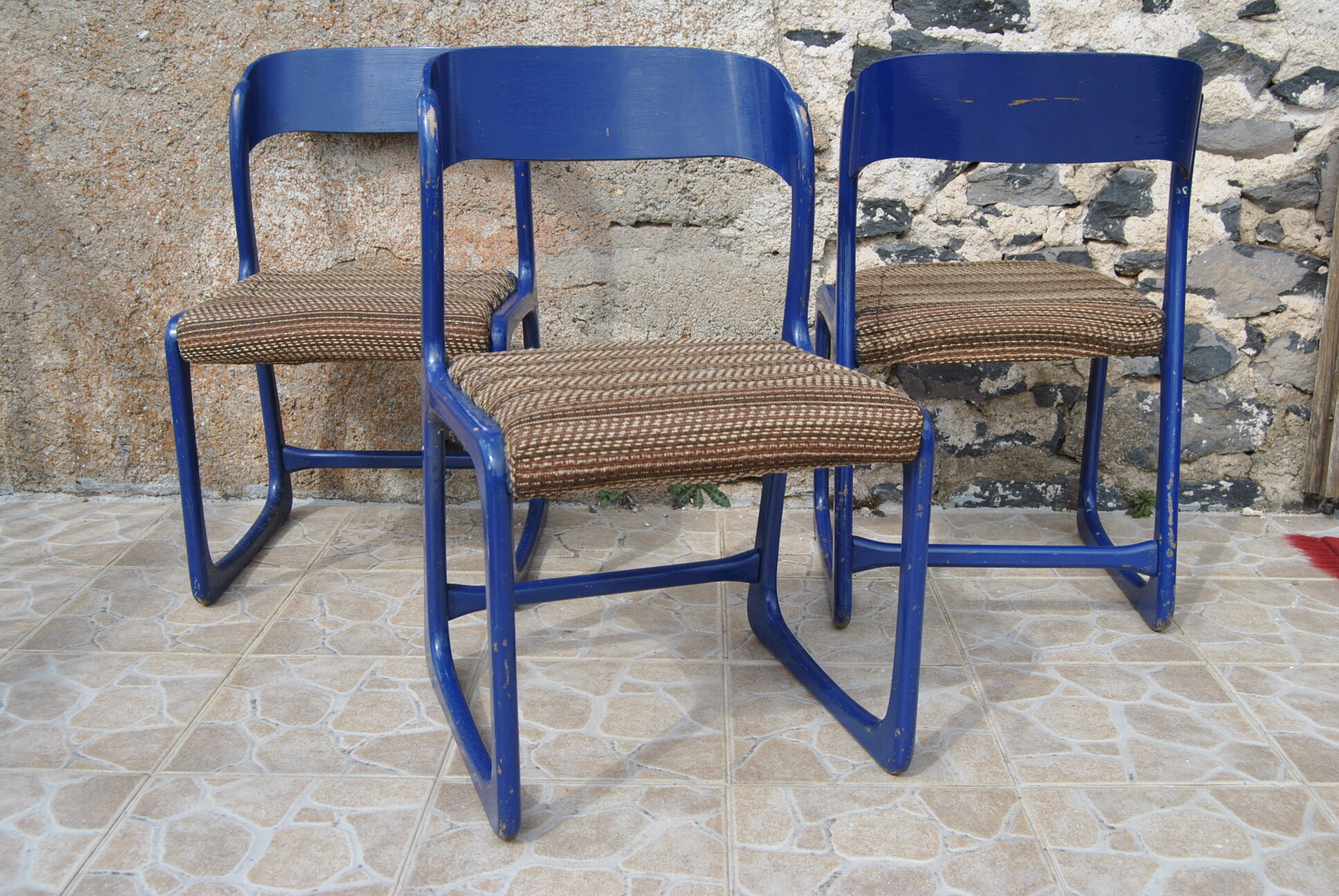 Set of 3 chairs Baumann Sleigh 60s/70s