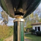 Lampadaire halogène en métal et laiton vert, style art déco avec variateur