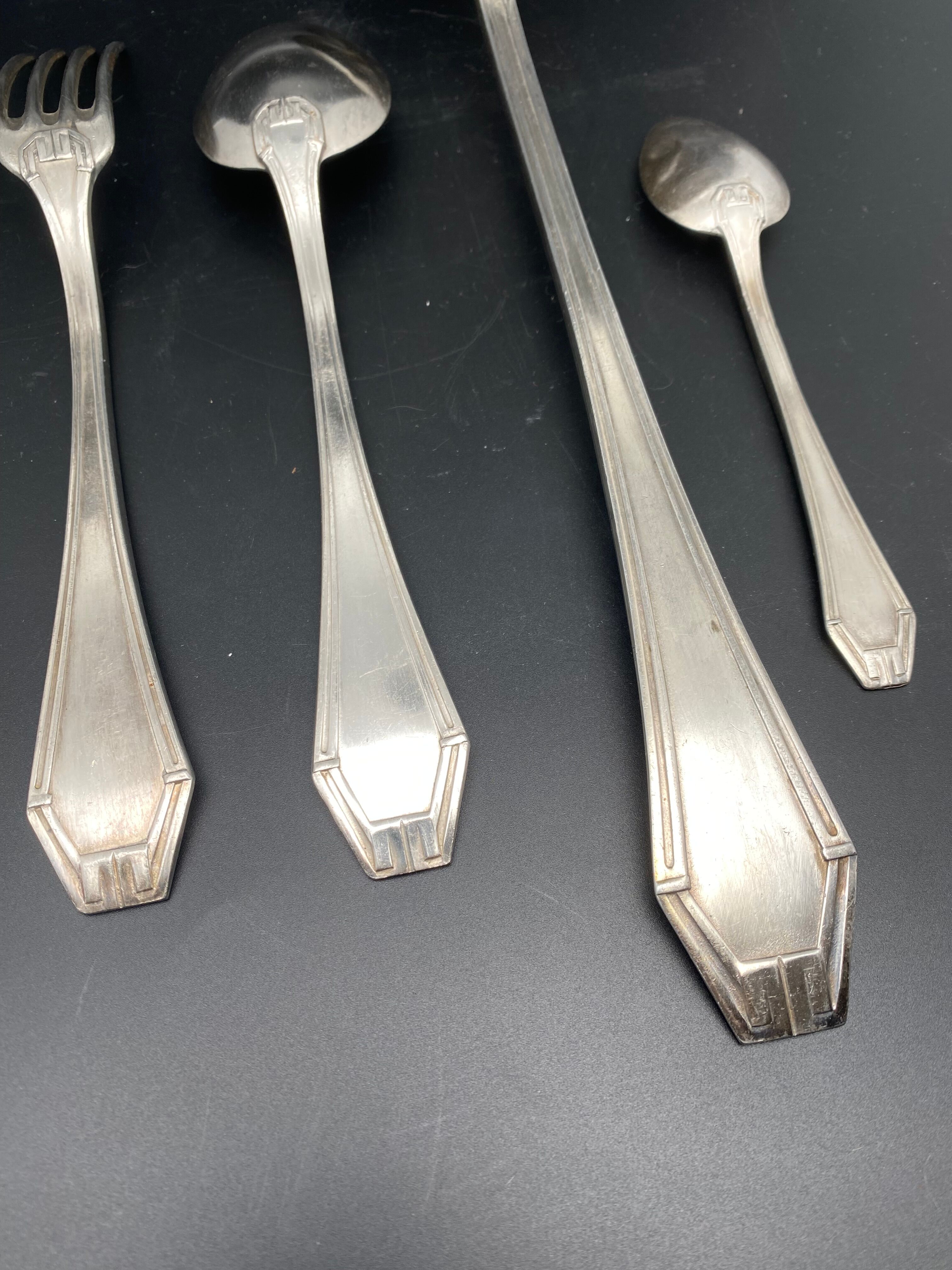 Art Deco silver metal cutlery set