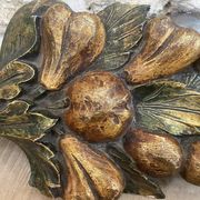 Large wall sculpture in carved gilded wood – fruits and foliage –