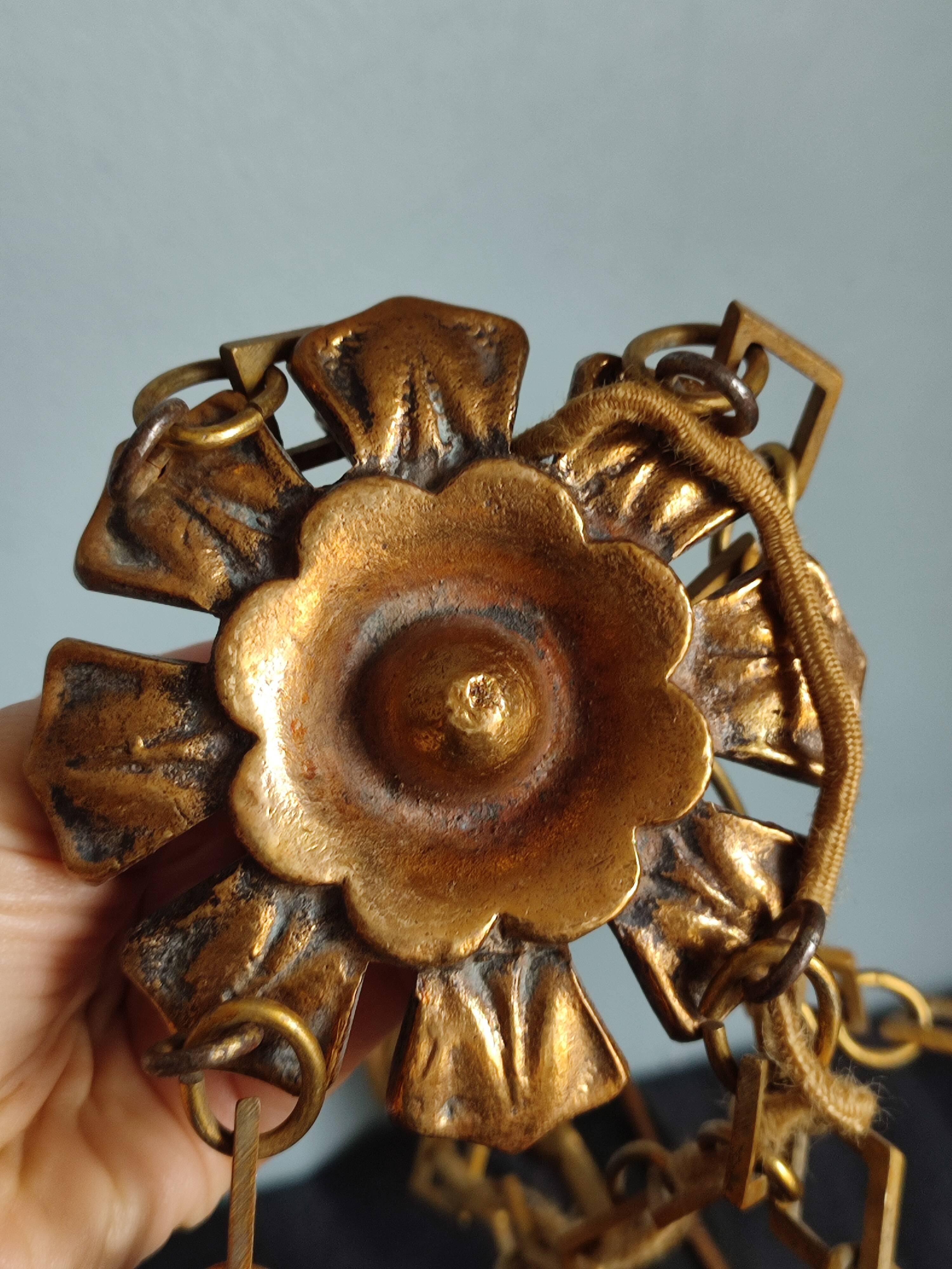 Lustre ancien en bronze avec son globe