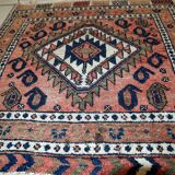 Tapis ancien fait main Kurde Bagface en laine rouge pâle (55cm x 59cm)
