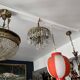 Ceiling light with 3 rows of crystal, 1950
