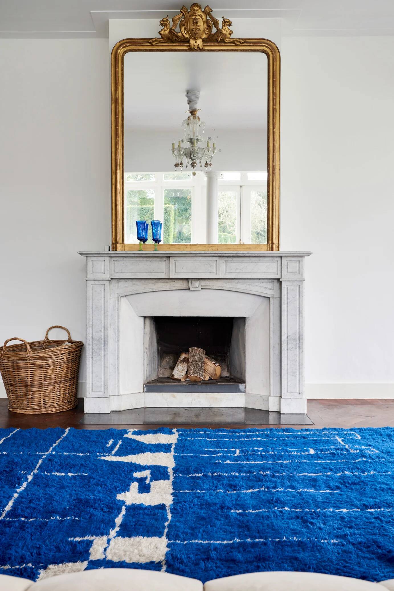 Tapis marocain vintage bleu cobalt