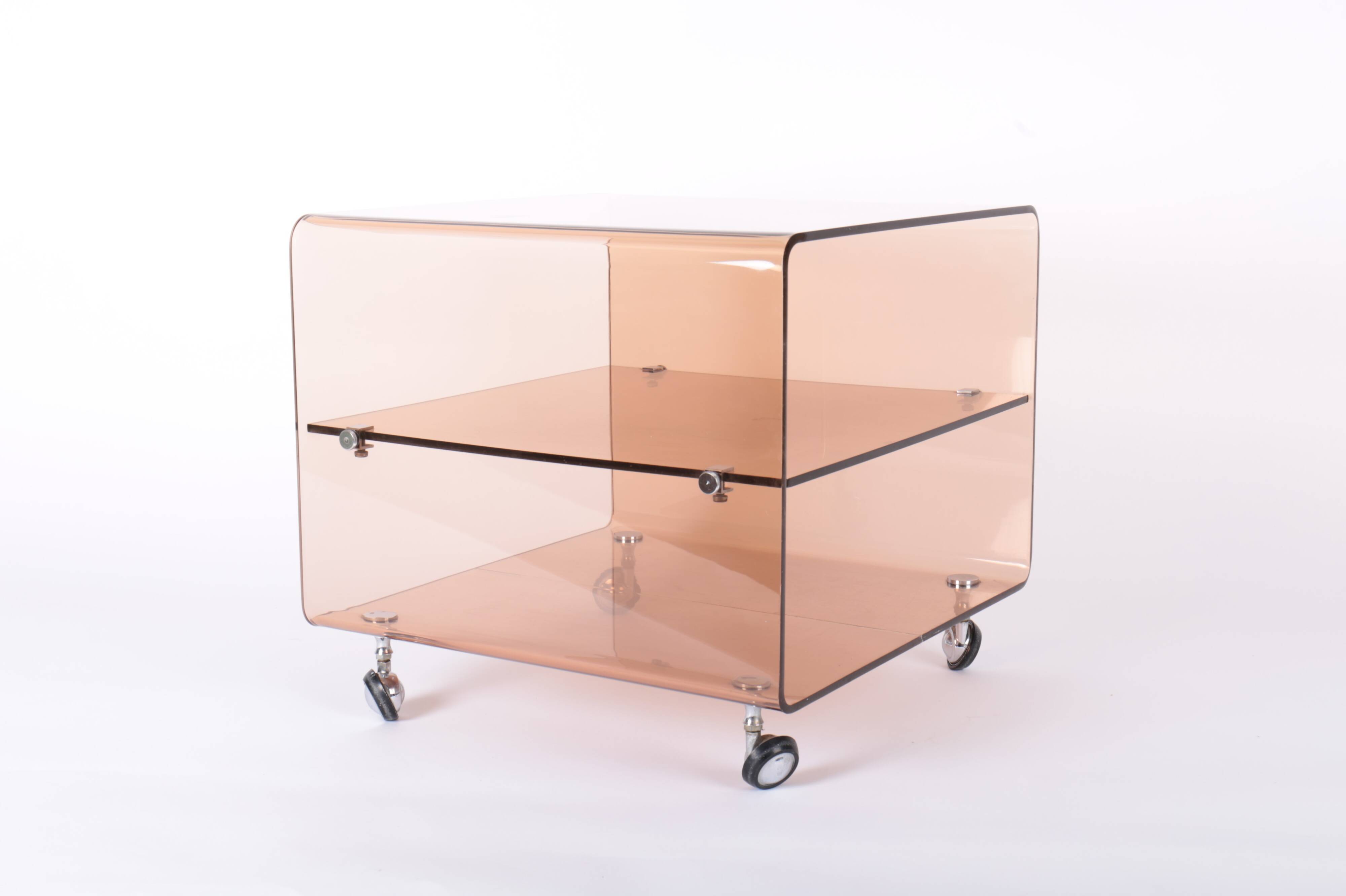 Plexiglas side table or bedside table by Michel Dumas