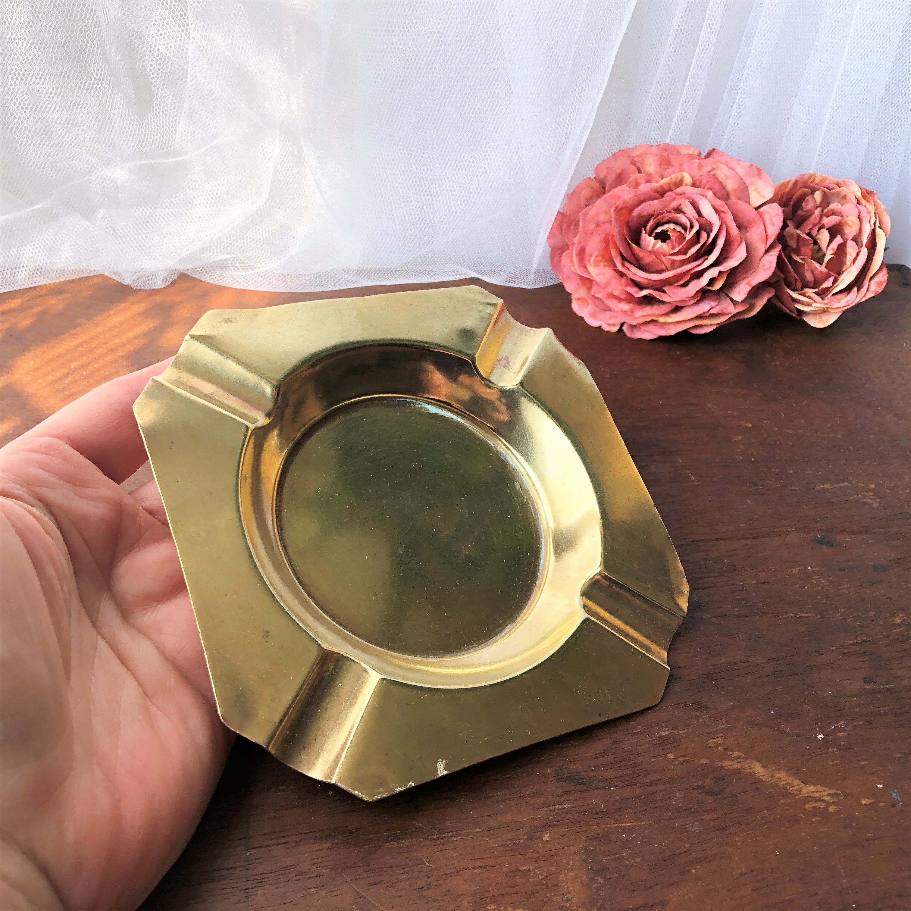 Cendrier laiton doré vintage