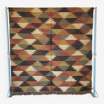 Tapis Kilim tissé à la main en jute/laine de 5 x 8 pieds, décoration intérieure, salon, sol, salle à manger, tapis traditionnel indien