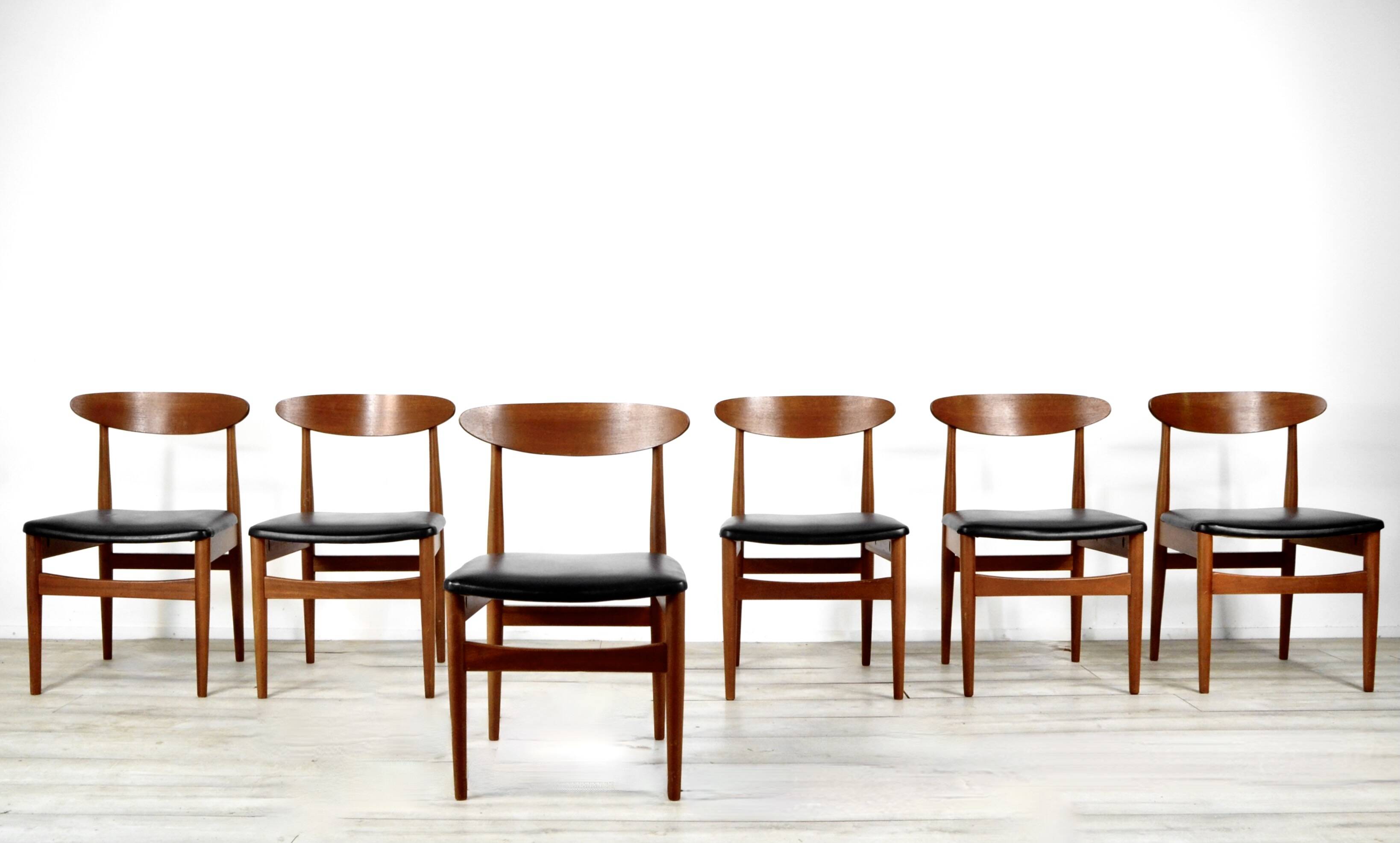 Set Of 6 Vintage Midcentury Danish Teak Chairs. Delivery. Modern /