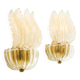 Pair of Murano glass wall sconces with gold accents Mid-century modern in Italy