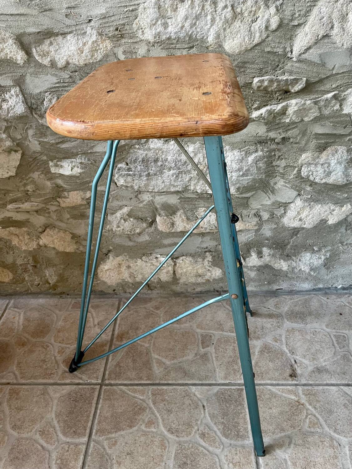 Folding workshop stool “Libellule” year 1950